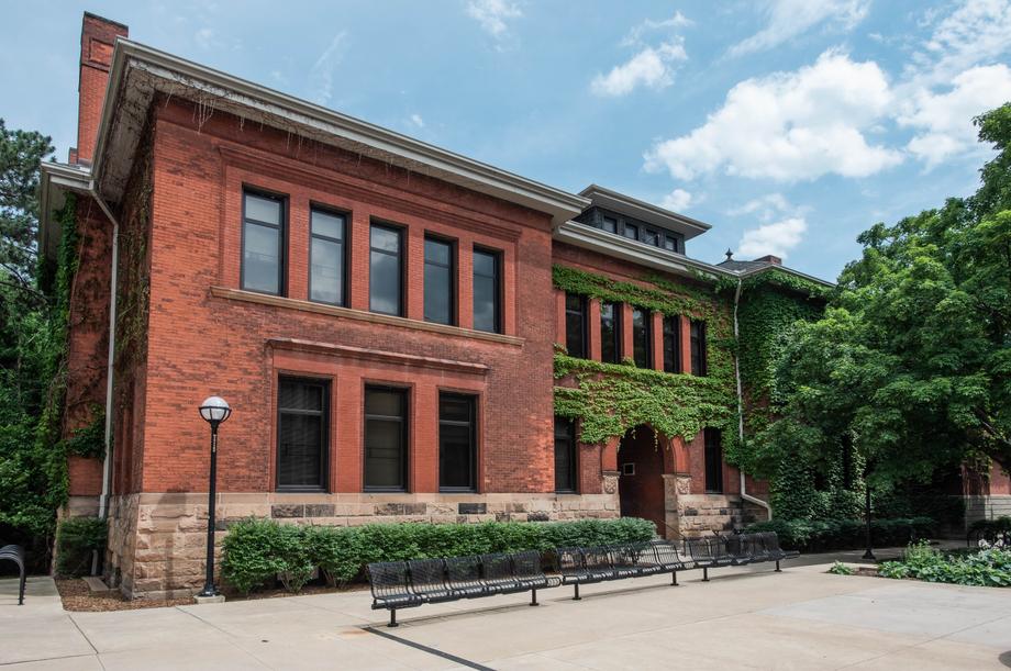 exterior of tappan hall where the fine arts library is location