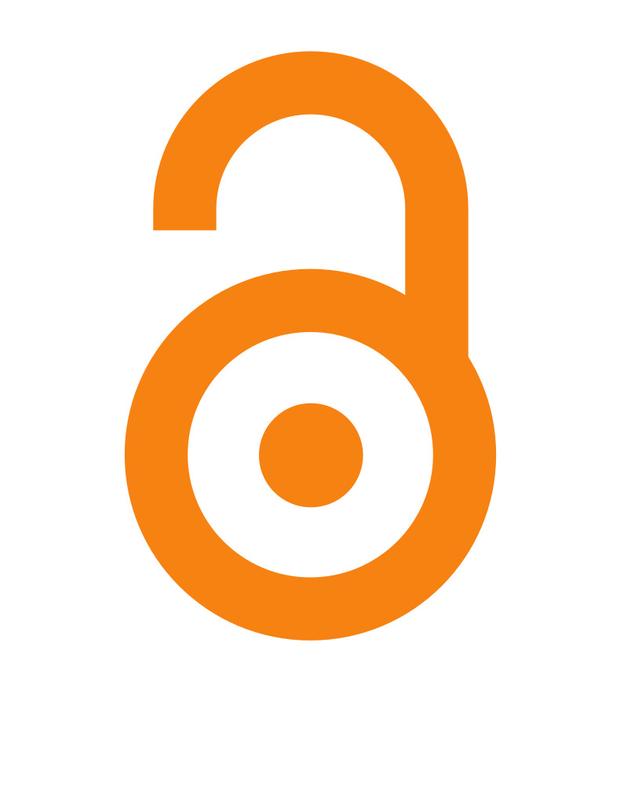 The open access logo: a thick orange line drawing of an open padlock.